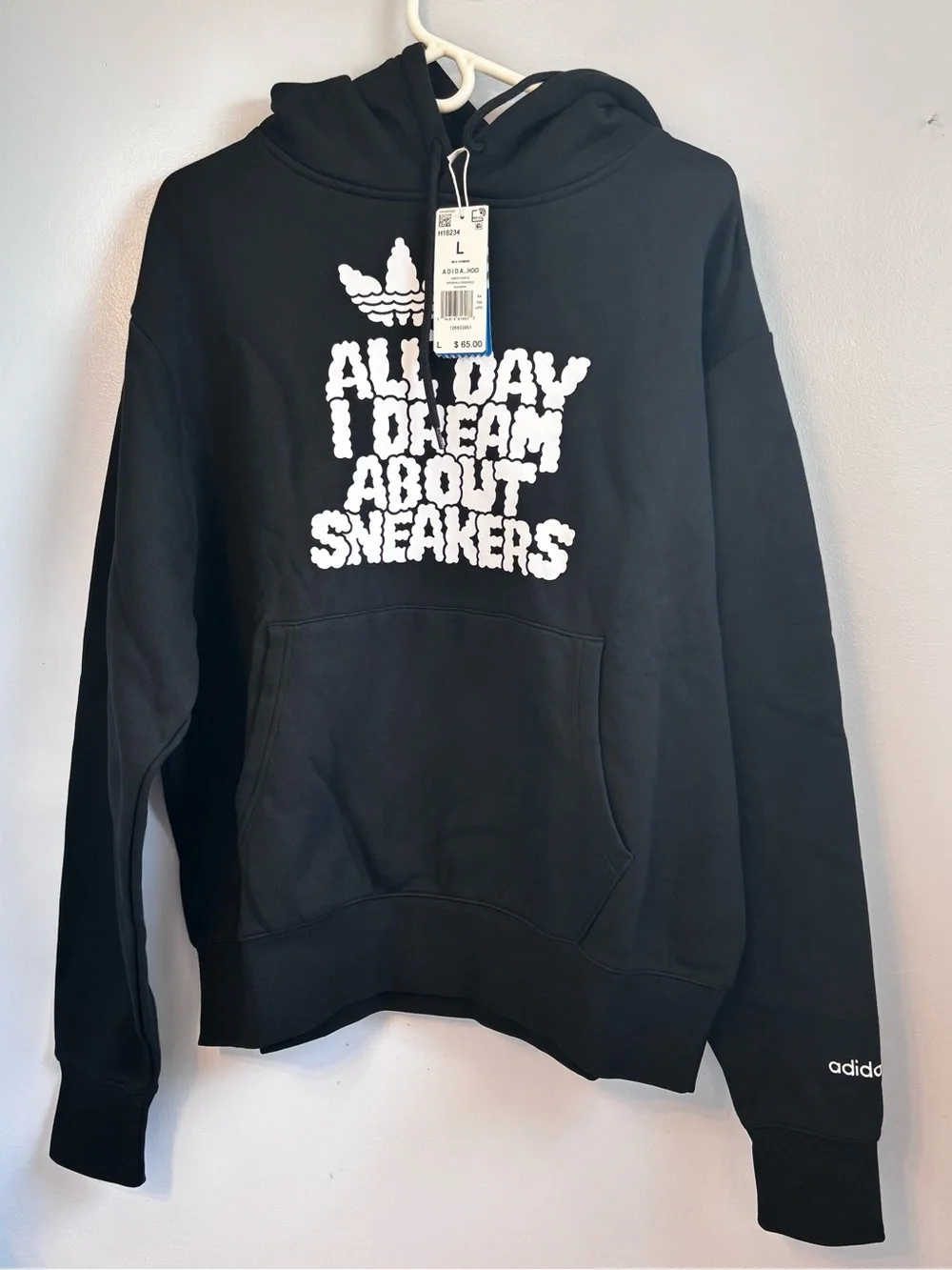 Adidas Men's Black 'All Day I Dream About Sneakers' Hoodie Sz L. NWT